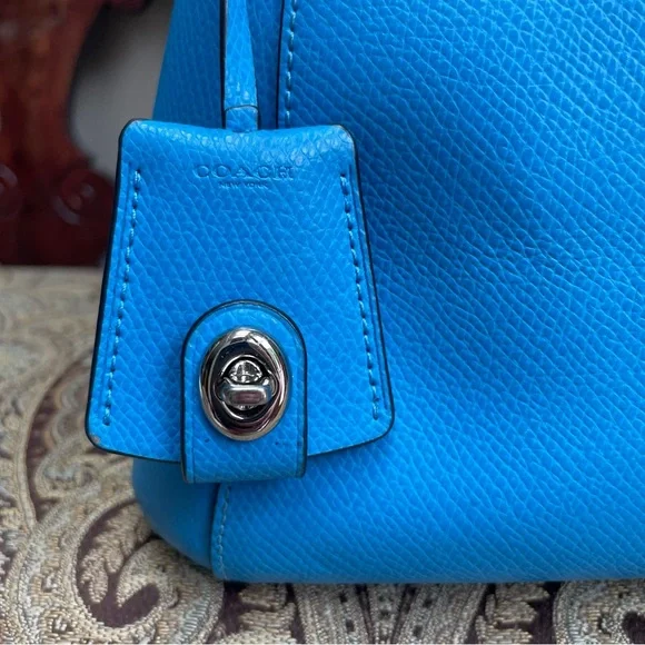 Coach Crossgrain Leather Margot Carryall Shoulder Bag Crossbody Sky Blue F34607 - Picture 4 of 16